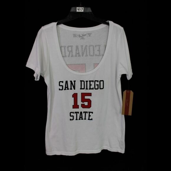 THE VICTORY SAN DIEGO STATE LEONARD 15 WOMEN XL SCOOP NECK TEE NWT - Picture 1 of 6